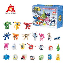 Action Figurines Super Wings Calendrier de l'Avent Exclusif Xmas 24pcs Portes Aveugles Avion Robot Figurines Cadeaux D'anniversaire De Noël Jouets Pour Enfant 230424