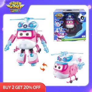 Action Toy Figures Super Wings S6 6 pouces Deluxe transformant les étourdissements avec lihght sonne le robot déformation avion figures d'action anime toys l240402