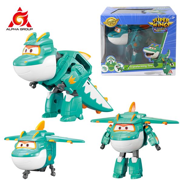 Figurines de jouets d'action Super Wings transformant TINO 5 pouces 3 modes dinosaures Robot avion déformation Transformation figurine d'action enfant jouet cadeau 230908