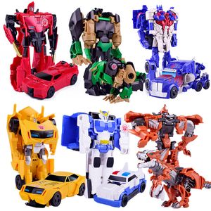 Actiespeelgoedfiguren Transformerende speelgoedauto Kinderen 12 cm Transformatie Robot Kit Speelgoedmodellen 2 in 1 Eenstapsmodel Vervormd autospeelgoed voor jongenscadeau 230908