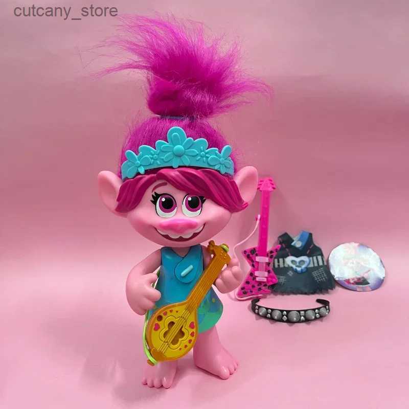 Figury zabawek akcji trolle muzyczne koncerty lalki na całym świecie Rock Girl Cartoon Peripheral Model Toys Collection Ornamnets L240320