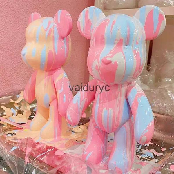 Figurines d'action Vases Fluide Vinyle Pigment Ours Figure DIY Graffiti Peinture Violent Ours Anime Figurines Figurine Creative Bearbrick Jouets Cadeauxvaiduryc