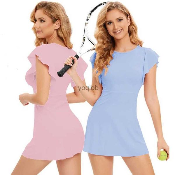 Robes actives Cloud Hide Robe de tennis de sport sûre avec short de poche Gym Golf SEXY One Piece Yoga Suit Femmes Courir Robes de fitness en plein air