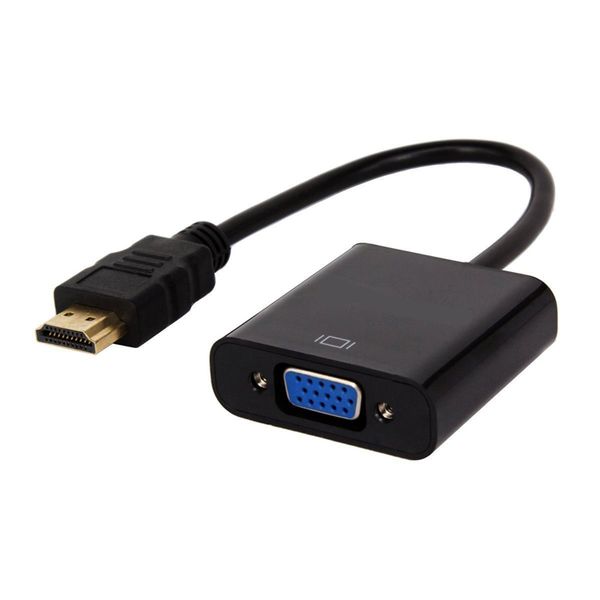 Adaptateur actif HDMI vers VGA avec prise audio 3,5 mm Convertisseur HDMI femelle vers VGA mâle pour clé TV, ordinateur portable, PC, tablette, appareil photo numérique, etc.