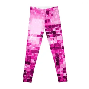 Pantalon actif années 1970 Twinkle Pink Disco Ball Pattern Leggings Sports féminins pour femmes physiques