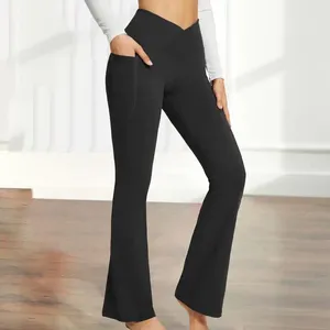 Actieve broek 1pcs Dames Flare-leggings Elastische hoge taille Wijde pijpen Yoga Fitness Workout Gym Sportbroek Casual kleding
