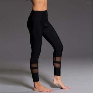 Pantalon actif 2023 Leggings en maille noire Yoga femmes collants Jegging Femme maigre Sport course gymnase Fitness Leggins
