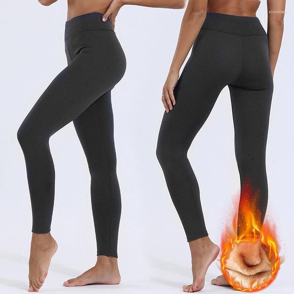 Pantalones activos 2023 invierno cálido Sexy Leggings ajustados Fitness mujer mujeres súper grueso alto estiramiento cordero Cachemira Leggins Yoga