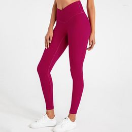 Pantalon actif ABS LOLI femmes taille croisée Yoga Sport Leggings Squat Proof Nylon entraînement Gym contrôle du ventre collants de course 25''