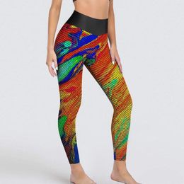 Pantalones activos Leggings líquidos abstractos Estampado colorido Gimnasio Yoga Cintura alta Elástico Medias deportivas Mujer Retro Leggins