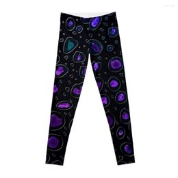 Actieve broek Abstract mixed-media schilderij in paarse en zwarte leggings Fitnessset Dames Gym Dames