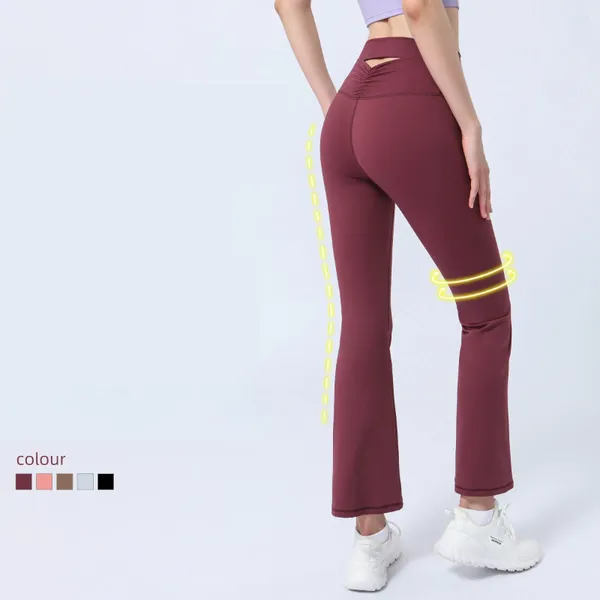 Pantalones activos Antibom cintura alta hueco levantamiento de cadera Yoga Leggings mujeres Slim en forma deportes correr Fitness Flare