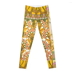 Actieve broek Art Nouveau ALPHONSE MUCHA bloemmotief legging sportkleding voor sportschool golfkleding vrouwen sport vrouwen