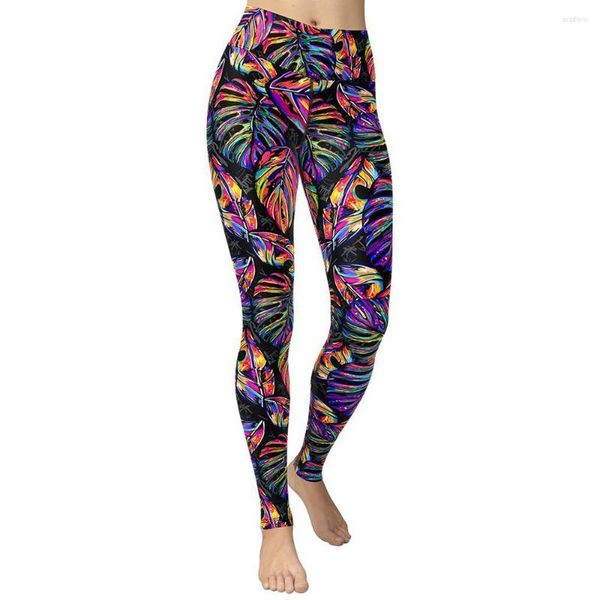 Pantalon actif Artsy Tropical Yoga Leggings Taille haute Respirant Gym Fitness Push Up Girl Workout