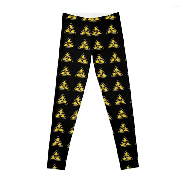 Pantalon actif Symbole de risque biologique Panneau d'avertissement - Jaune Noir Leggings triangulaires Push Up Fitness Golf Wear Sports Woman Gym Womens