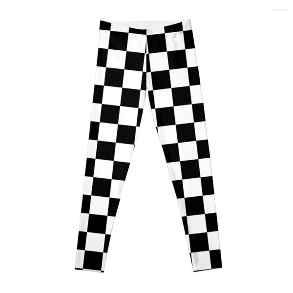 Pantalon actif Leggings à carreaux en noir et blanc