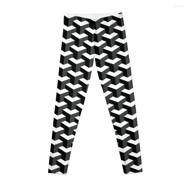 Pantalon actif motif Cube noir et blanc effet 3D Leggings Push Up Fitness pour filles Legging femme