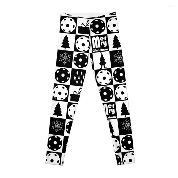 Pantalon actif noir et blanc Pickleball motif de noël Leggings Push Up collants pour Legging Jogger femmes