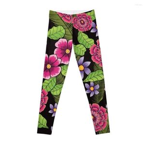 Pantalon actif Blooming In Pink Black Leggings Collants Femme Legging Sport Femme Sportswear Femme Gym 2023 Womans