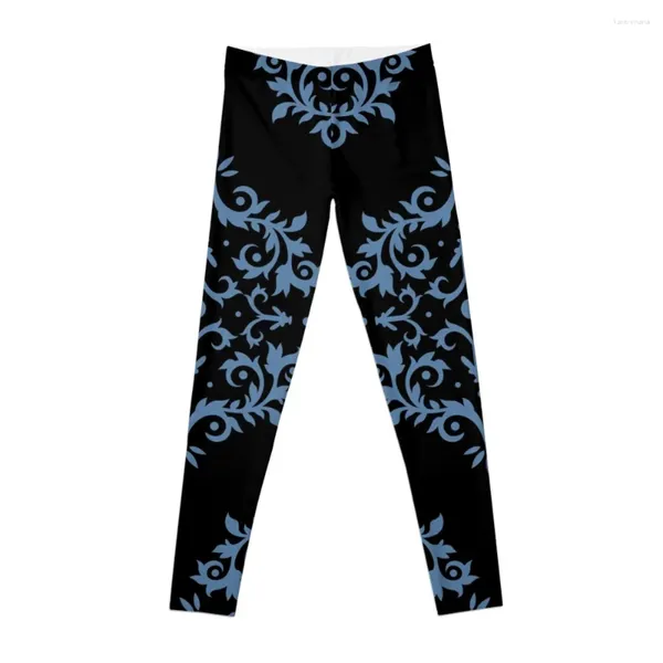 Pantalones activos Azul y negro Patrón de desplazamiento de damasco simple Pares Diamond Vogel 2024 Color del año Zenith 0647 - Tendencias de color Sh Leggings