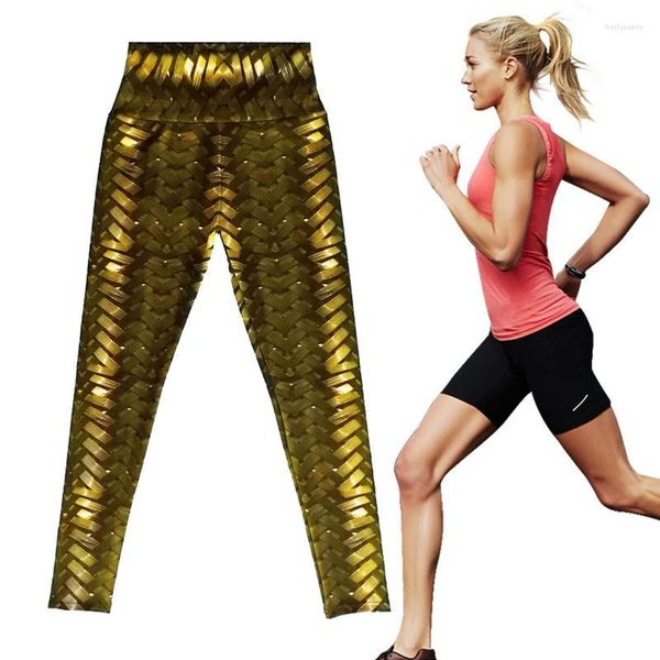 Pantalon actif Yoga tressé taille haute sport Fitness Leggings imprimé entraînement maigre exercice athlétique pour les femmes en cours d'exécution travail