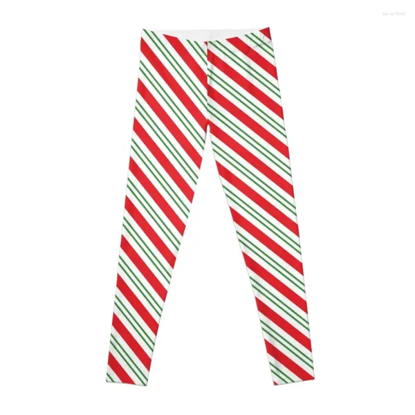 Pantalones activos Candy Cane Stripes (rojo/verde/blanco) Leggings Mujer Ropa de yoga