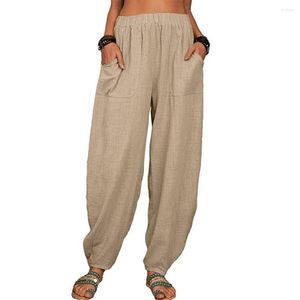 Pantalon actif décontracté femmes élégantes femmes Streetwear jambe large sarouel avec poches élastiques taille haute conception