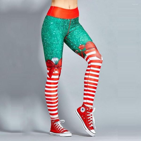 Pantalones activos Leggings de Navidad para mujer, mallas ajustadas sexis de cintura alta, mallas deportivas para mujer, pantalones elásticos de entrenamiento estampados para mujer