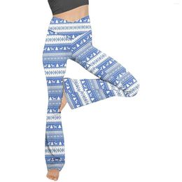 Actieve broekcode yoga vrouwen plaid print pant pant laars gesneden hoge taille training leggings elastische no-see door flare