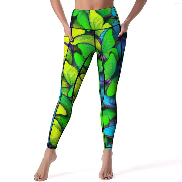 Pantalon actif Butterfly Yoga ombre Print Workout Leggings Push up Stretch Sports Colks Vintage Design Legging Gift