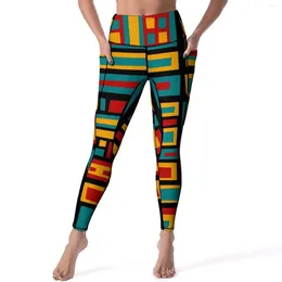 Pantalon actif coloré de stijl leggings dans la ville fitness yoga hauteur hauteur élastique poches de sport stretch design legging