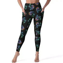 Pantalon actif du crâne coloré leggings abstraits crânes art gym yoga haut taille nouveauté sport conception élastique legging