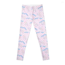 Pantalon actif Copie du motif de gâteau d'anniversaire Leggings à carreaux roses pour le fitness Golf Wear's Clothing Womens