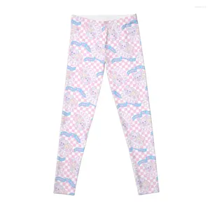 Pantalon actif copie du motif de gâteau d'anniversaire Leggings à carreaux rose Legging femme Sexy pour les filles sport femme femmes