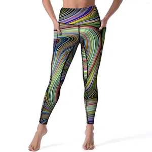 Pantalon actif lignes curvantes leggings imprimants