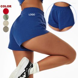 Pantalones activos Logotipo personalizado Verano liso en blanco Gimnasio Correr Entrenamiento Mujer Fitness Cintura elástica Banda Mujer Pantalones cortos casuales