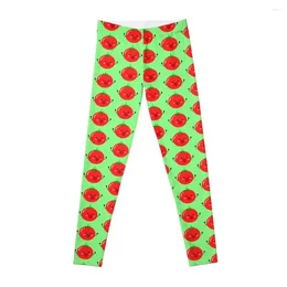Pantalones activos Cute Happy Tomato (Mint Green BG) Leggings deportivos femeninos de cintura alta para gimnasio para mujer