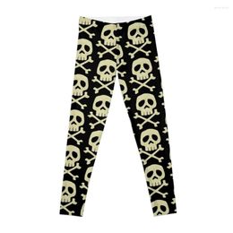 Active Pants Danzig Style Harlock Skull Crossbones/ Jolly Roger Leggings Sport Femme