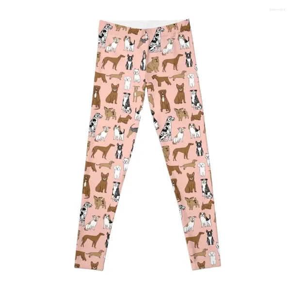 Pantalons actifs Dogs - Leggings de fond rose pour les filles de sports de gymnase pour femmes vêtements d'entraînement pour femmes