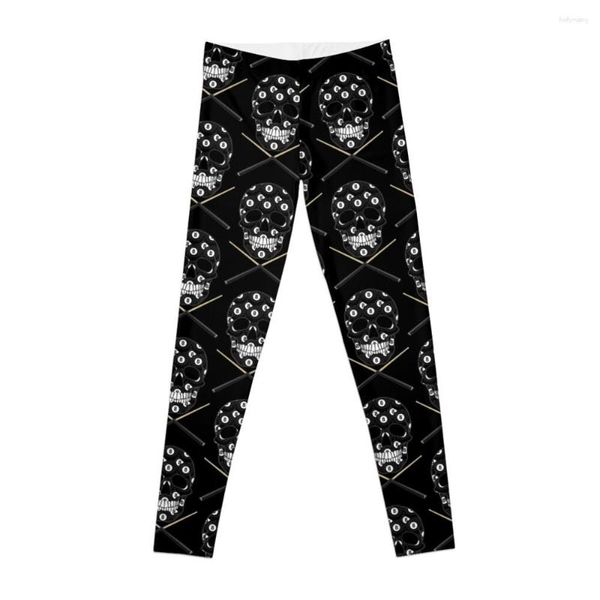 Active Pants Eight Ball Skull With Cues Leggings Femme Sport