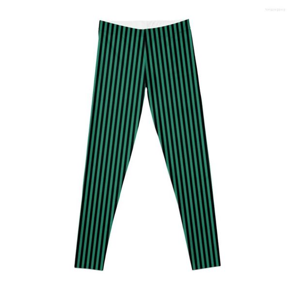 Active Pants Elf Green Y Black Candy Stripes | Leggings verticales finos Conjunto de deportes de fitness para mujeres Gimnasio para mujeres