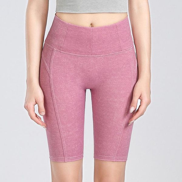 Pantalons actifs Mode Femmes Taille Haute Vêtements Run Gym Fitness Yoga Running Push Up Leggings Imitation Jeans Half
