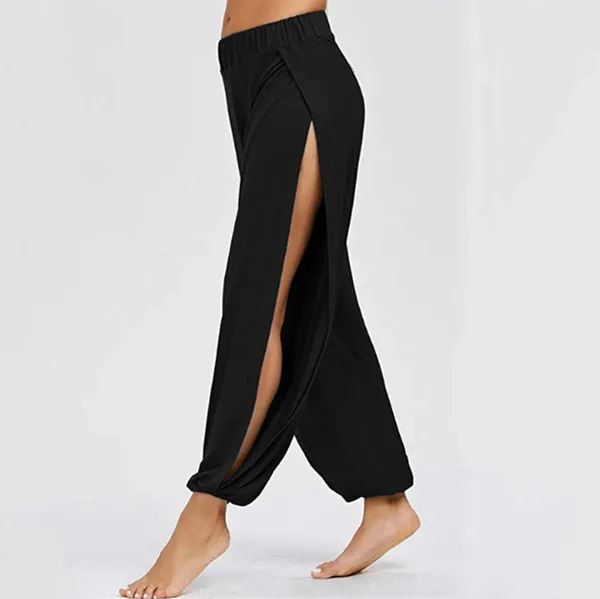 Pantalon actif mode femmes Yoga taille haute fente jambe large Leggings de gymnastique automne dames décontracté solide pantalon d'entraînement vêtements de maison #