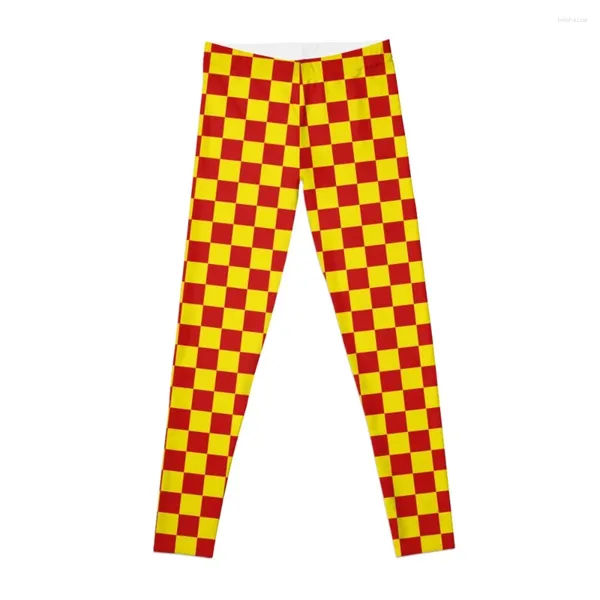 Pantalon actif fast-food (damier rouge et jaune) Vêtements d'entraînement des leggings pour femmes sportives féminines