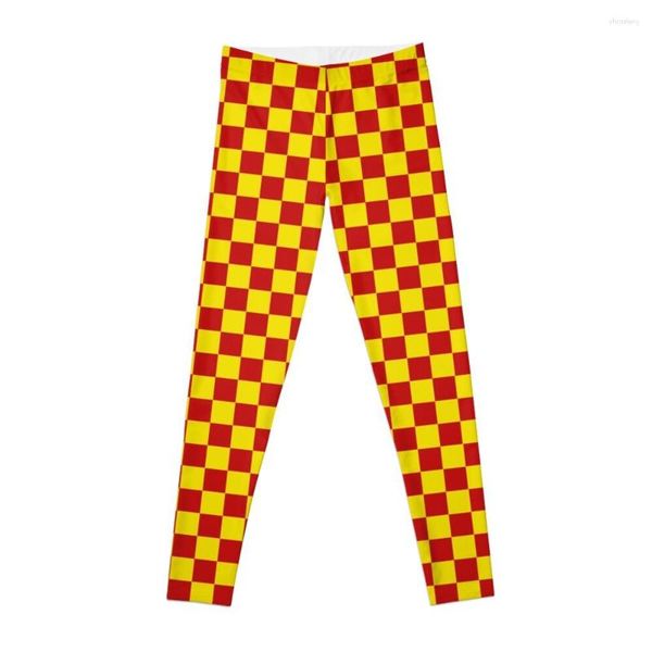 Pantalones activos comida rápida (tablero de ajedrez rojo y amarillo) Leggings pantalones de mujer ropa deportiva de entrenamiento gimnasio para mujer