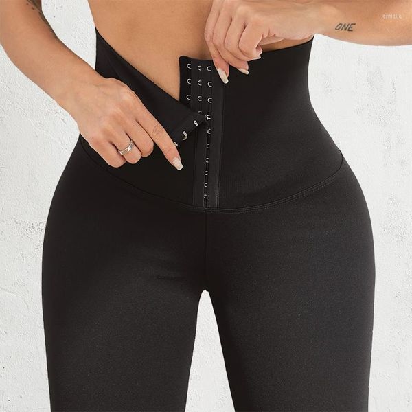 Pantalon actif Fitness femmes Leggings Corset pousser la hanche post-partum taille haute Yoga noir entraînement vêtements de sport gymnastique course collants d'entraînement
