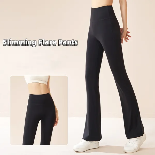 Pantalon actif Leggings évasés femmes Yoga taille haute sport minceur pantalon à jambes larges gymnase Fitness noir évasé pantalon de danse latine