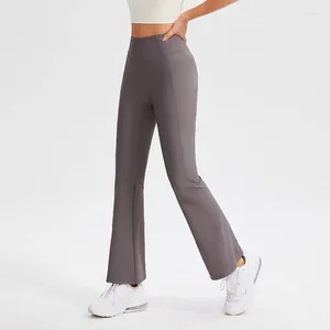Actieve broek Flare-leggings Yogabroek Dames Hoge taille Wijde pijpen Gymtraining Fitness Sportribbels Latin-dansbroek met zak