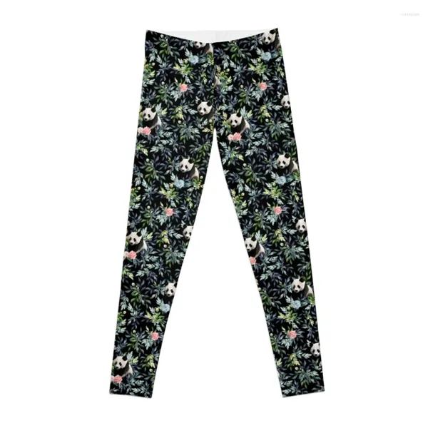 Pantalones activos con estampado Floral de Panda, mallas con rosas rosadas y azules, ropa deportiva para gimnasio, Legging Push Up para mujer