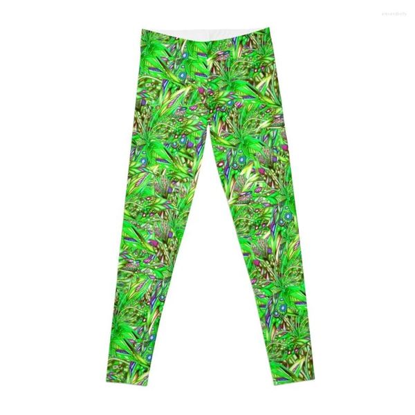 Pantalon actif motif Floral-Leggings vert fluo vêtements d'entraînement pour femmes Harem taille haute femme